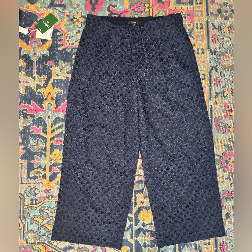 J. Crew Eyelet Wide-Leg Cropped Pants
